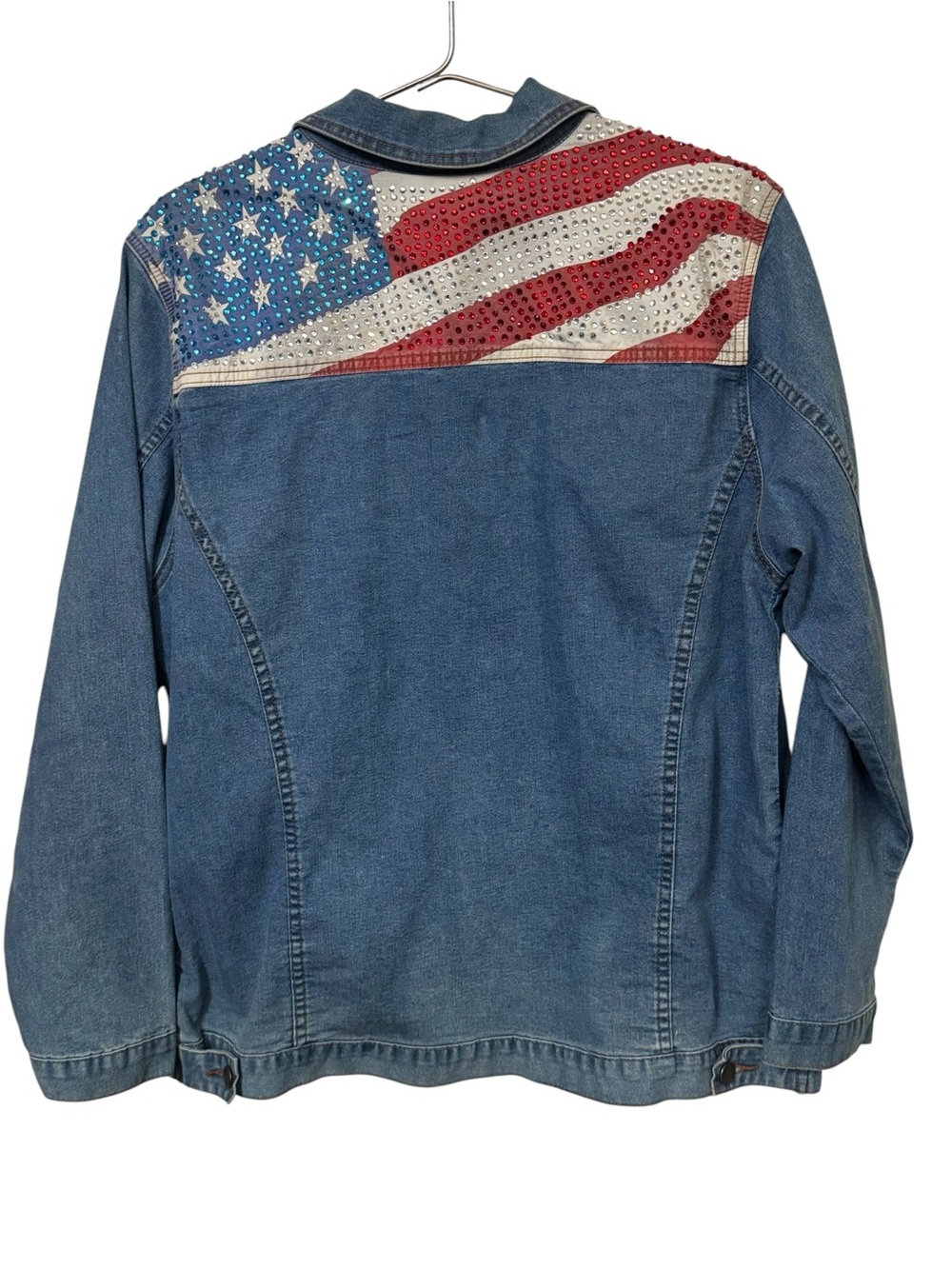 Bradford Exchange USA Studded American Flag Denim Button Down Shirt Women’s L